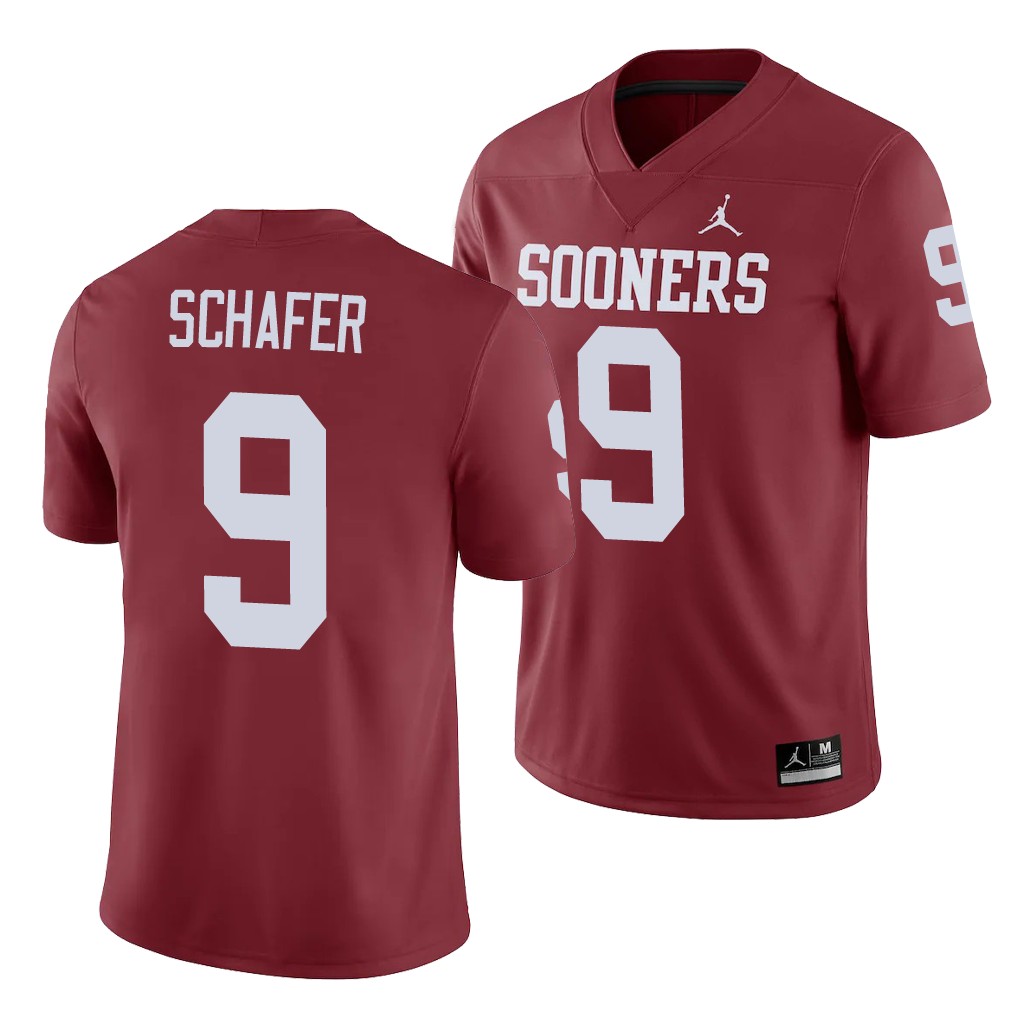 Oklahoma Sooners Tanner Schafer Crimson Game Men's College Jersey