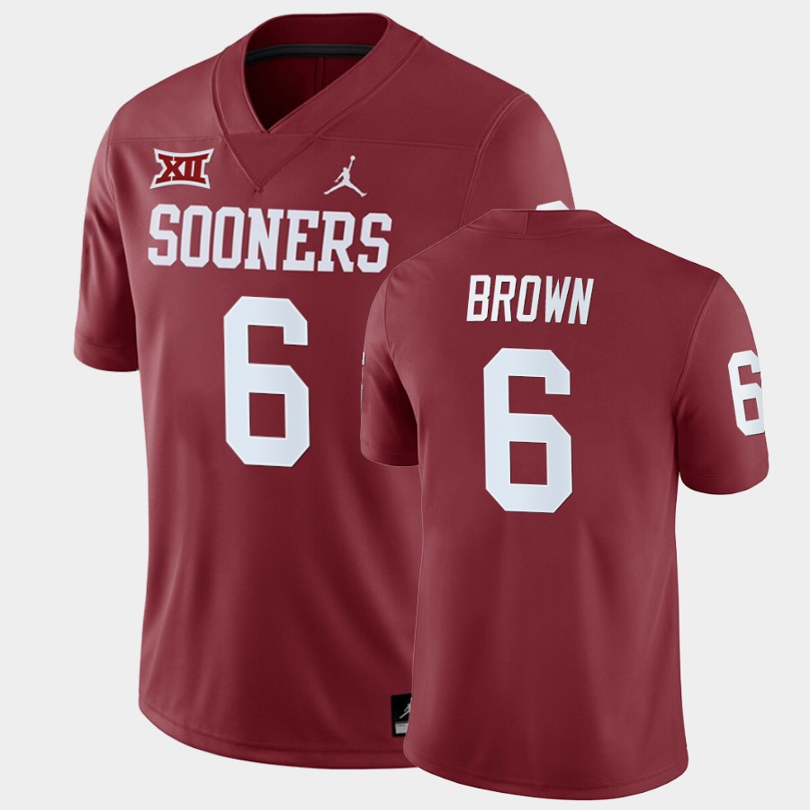 Oklahoma Sooners Tre Brown Crimson Home Game Jersey NCAA