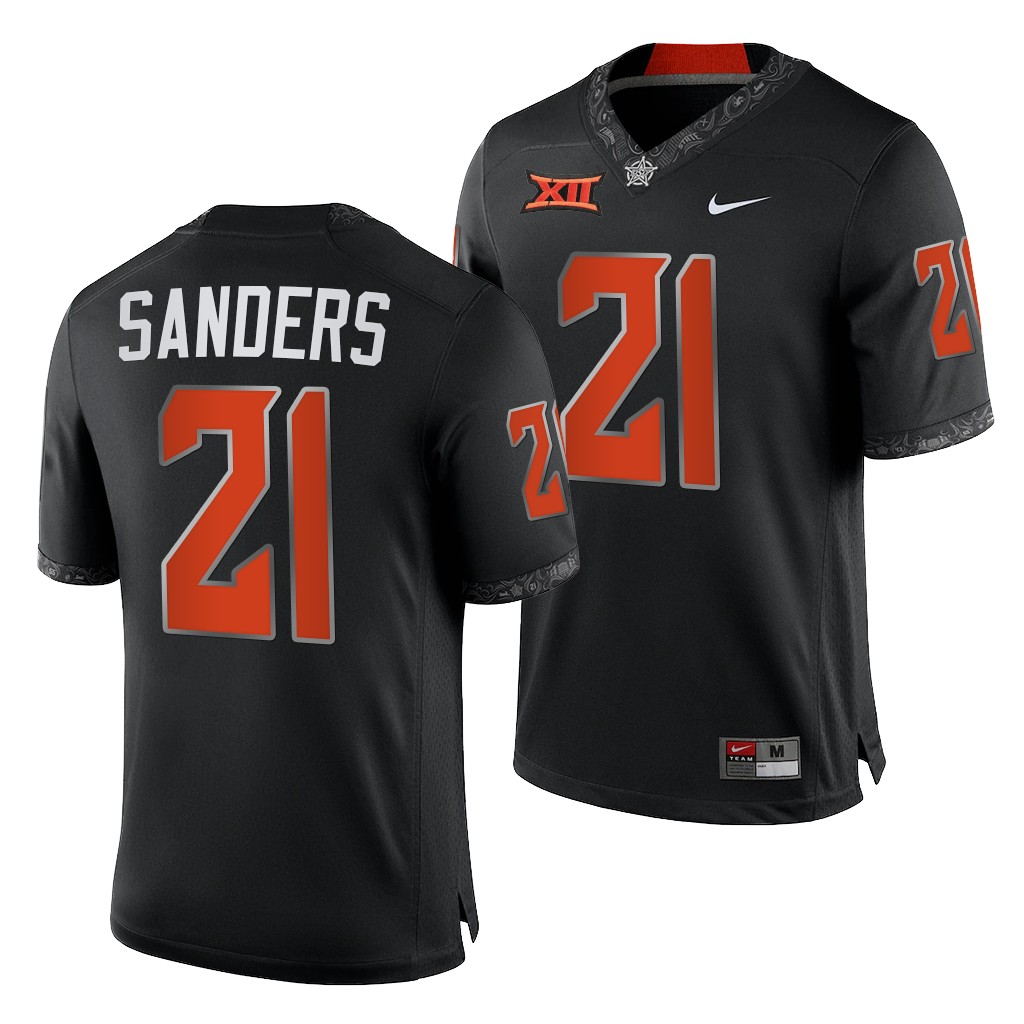 Oklahoma State Cowboys Barry Sanders 21 Jersey Black College NFL Alumni Uniform