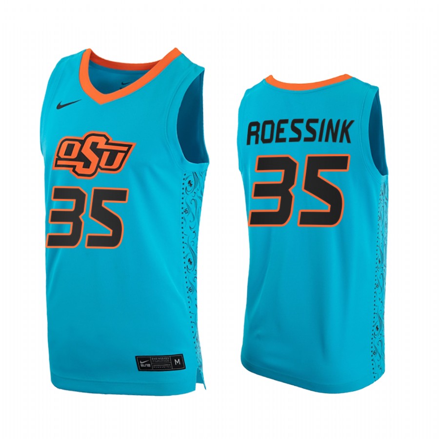 Oklahoma State Cowboys Hidde Roessink Turquoise College 2020-21 Jersey