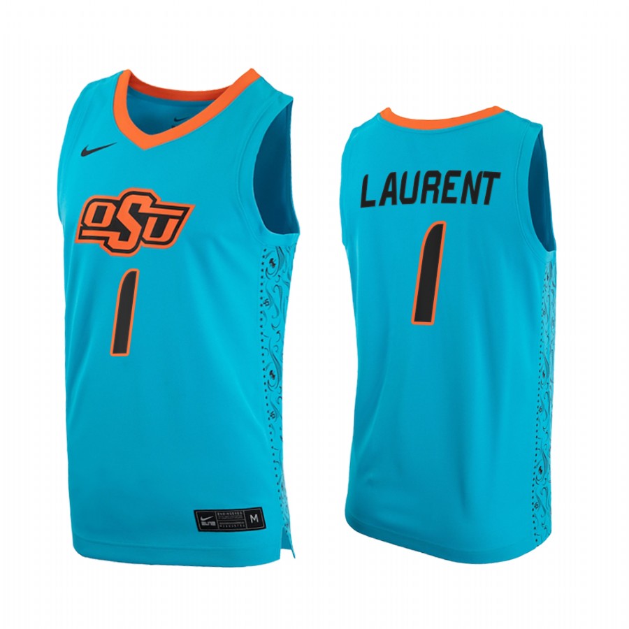 Oklahoma State Cowboys Jonathan Laurent Turquoise College 2020-21 Jersey