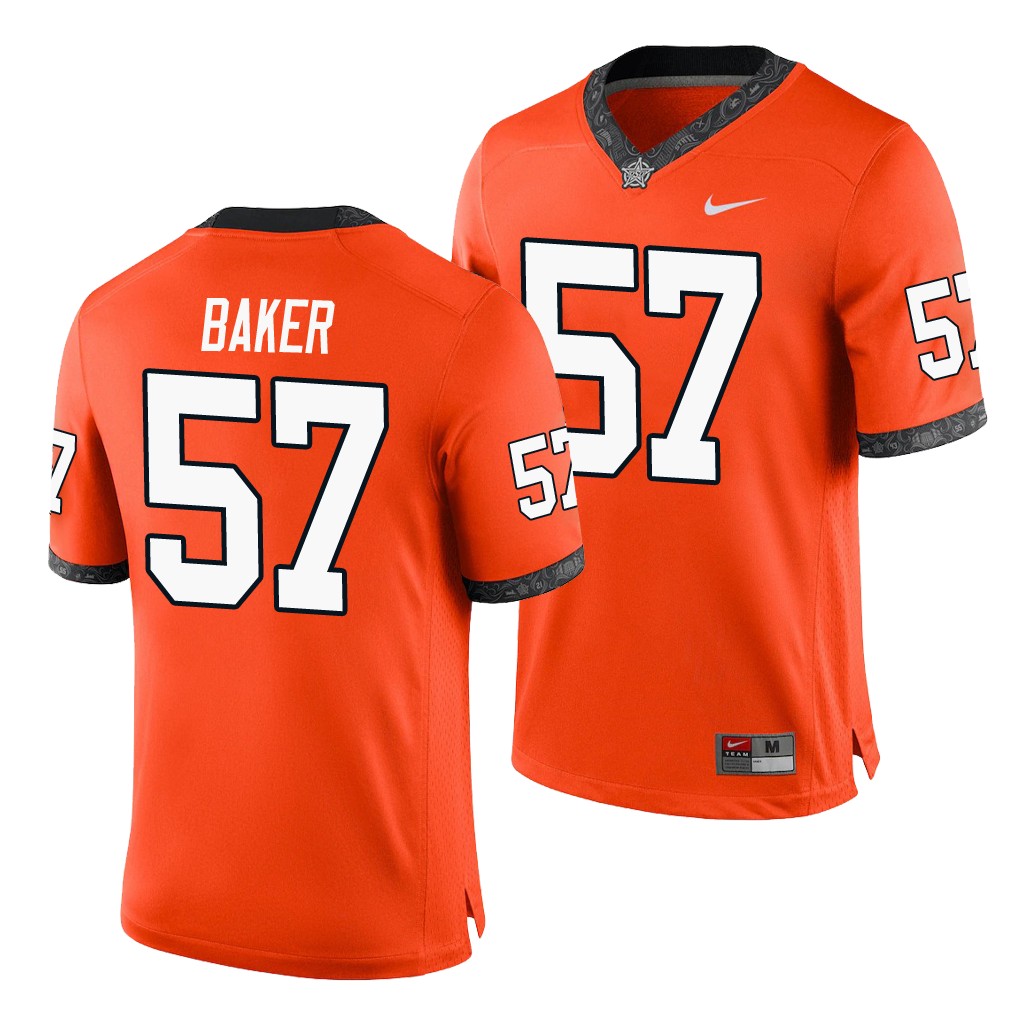 Oklahoma State Cowboys Ryan Baker Orange College Men's Game Jersey