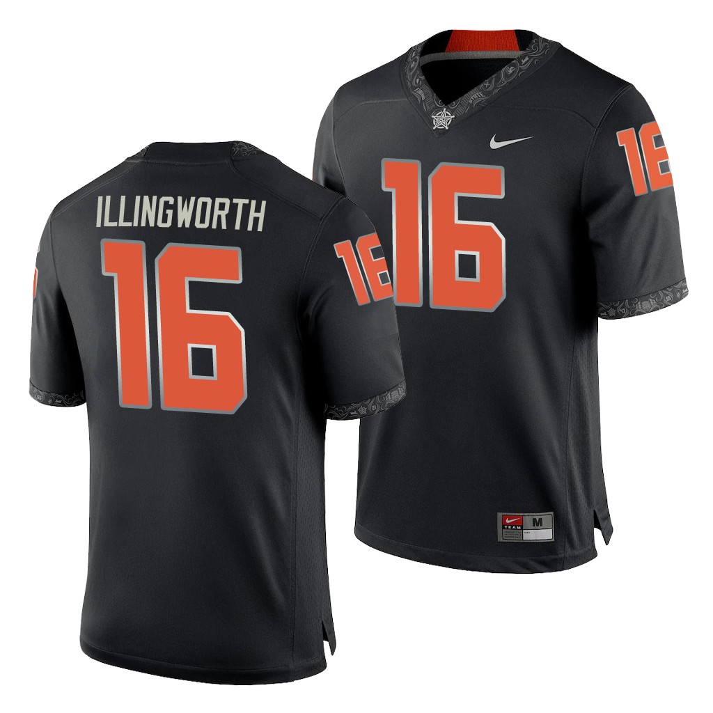 Oklahoma State Cowboys Shane Illingworth Black College Men's Game Jersey
