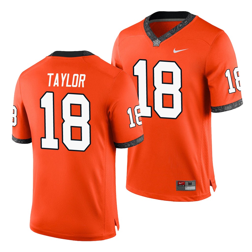 Oklahoma State Cowboys Shaun Taylor Orange College Men's Game Jersey