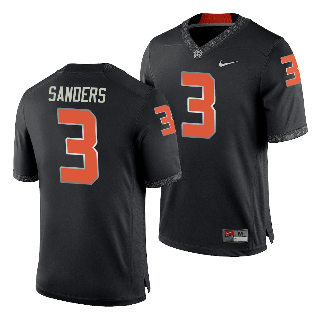 Oklahoma State Cowboys Spencer Sanders Black College Men's Game Jersey