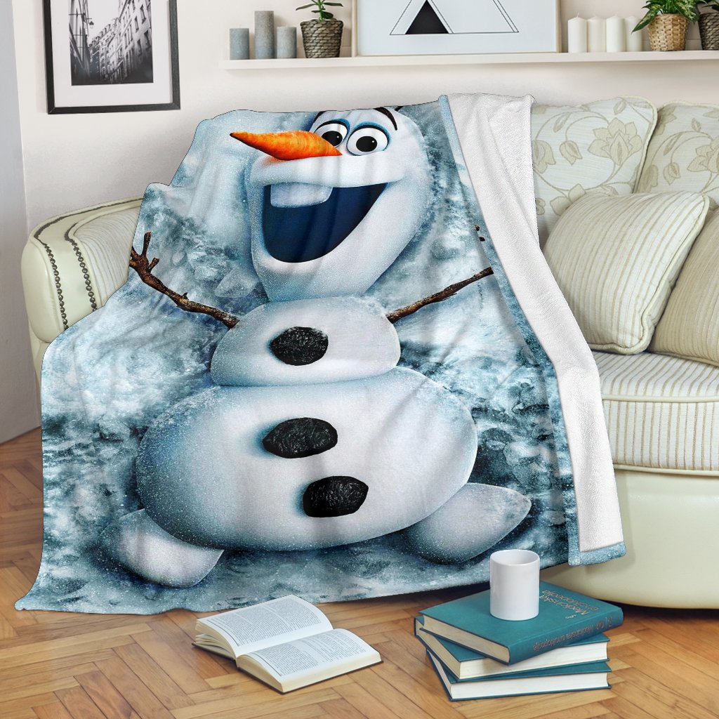 Olaf Snowman Frozen Sherpa Blanket Cozy Blanket Fleece Blanket