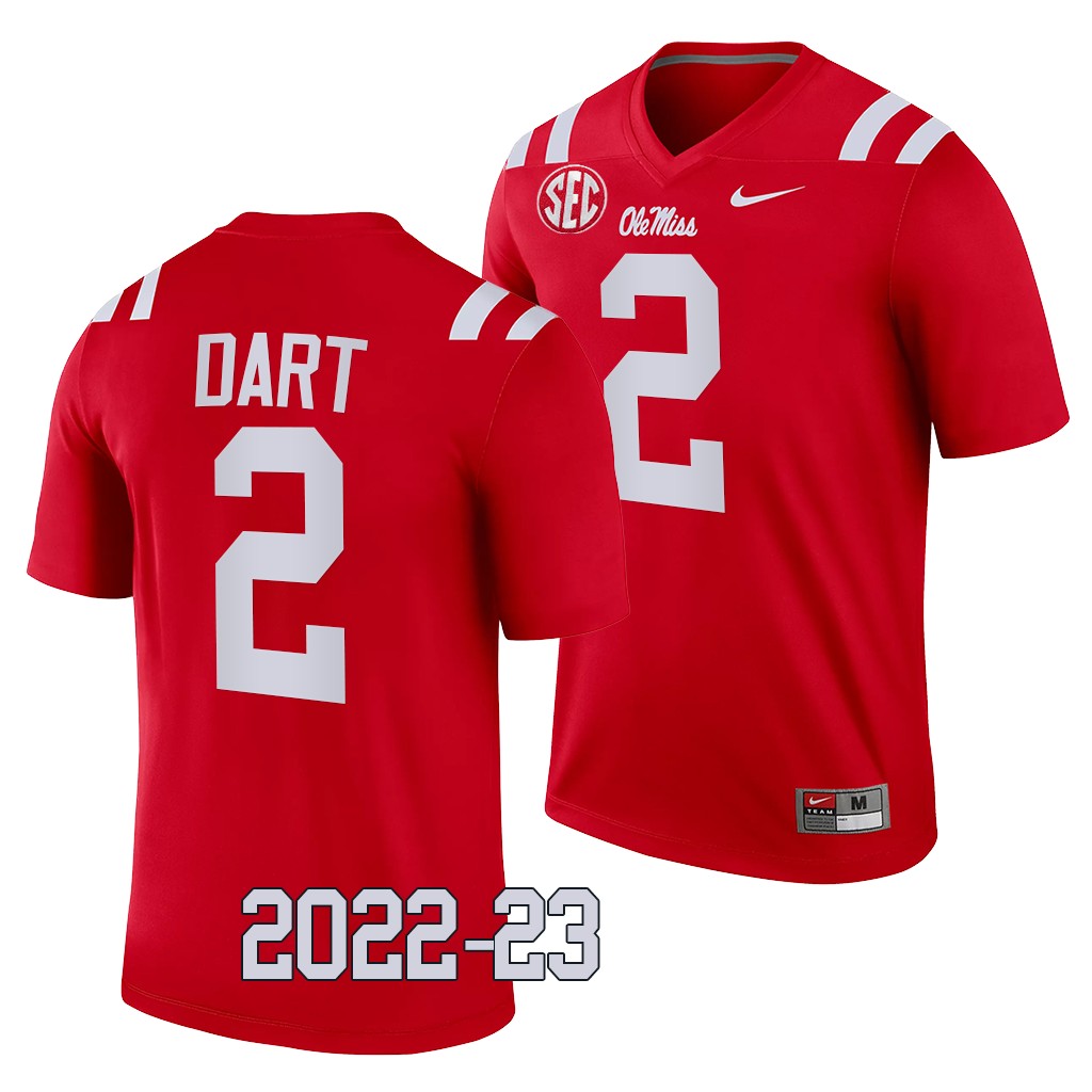 Ole Miss Rebels #2 Jaxson Dart 2022-23 College Red Legend Jersey Men's
