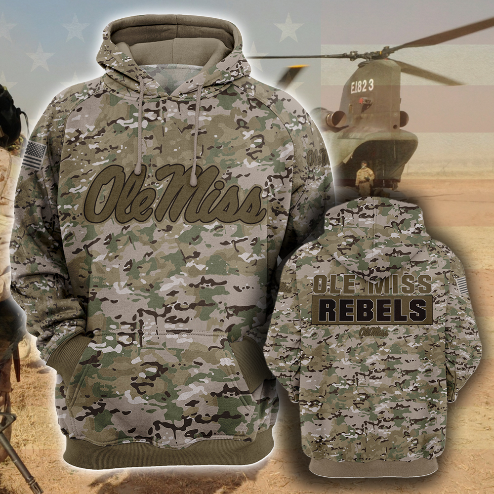 Ole Miss Rebels 3D Hoodie Camo Style Gift For Fans