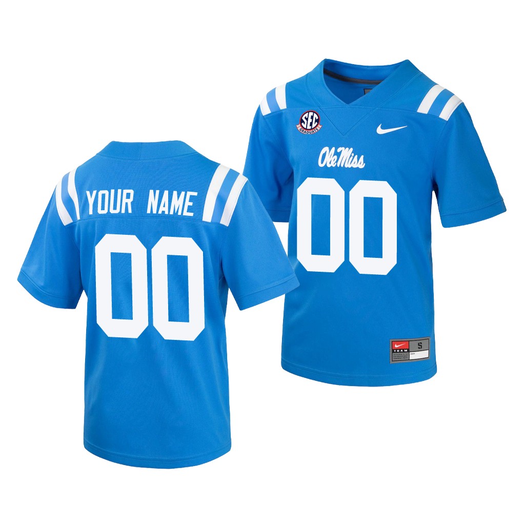 Ole Miss Rebels Custom 00 Powder Blue Jersey Men's College Uniform