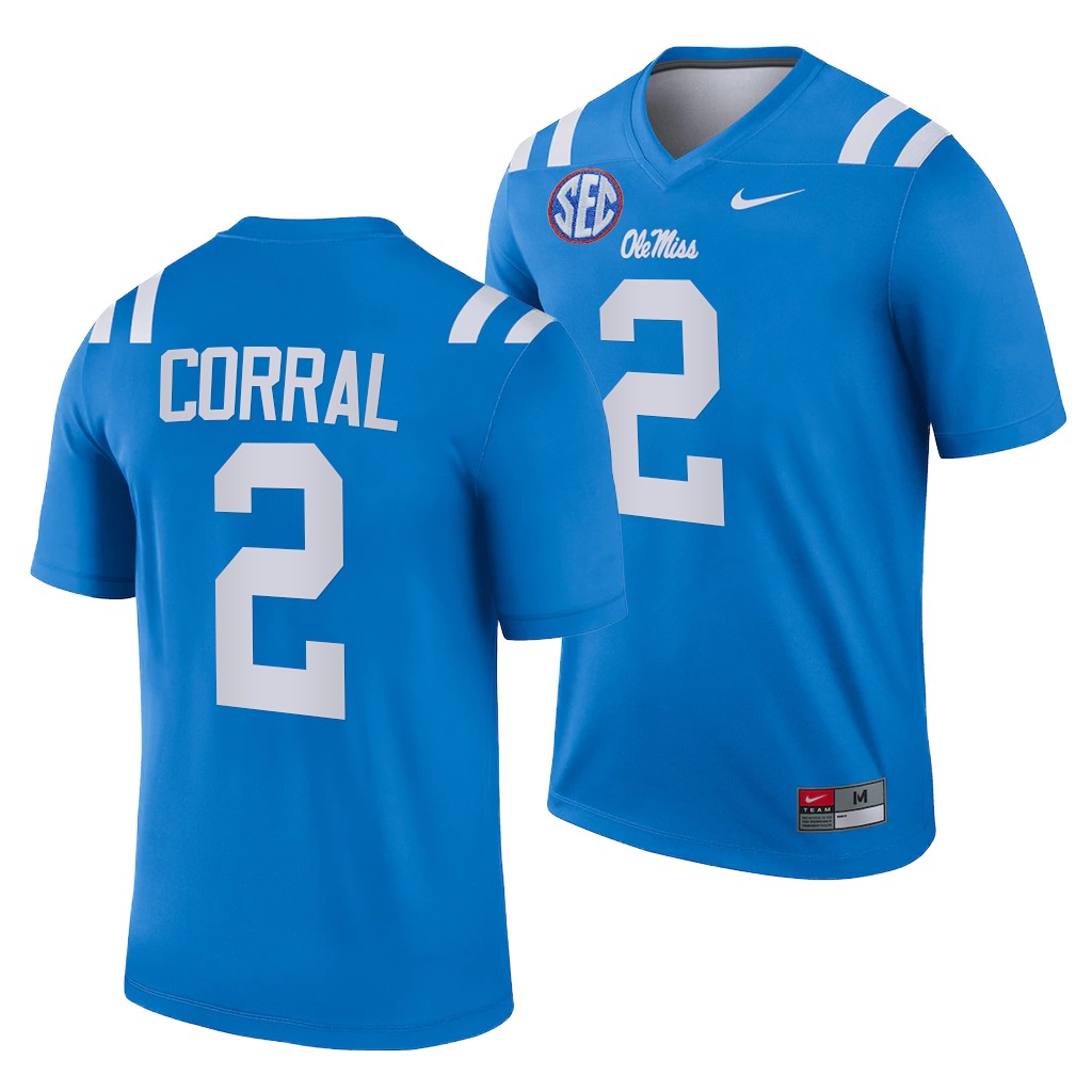 Ole Miss Rebels Matt Corral 2 Blue 2021-22 College Legend Jersey Men