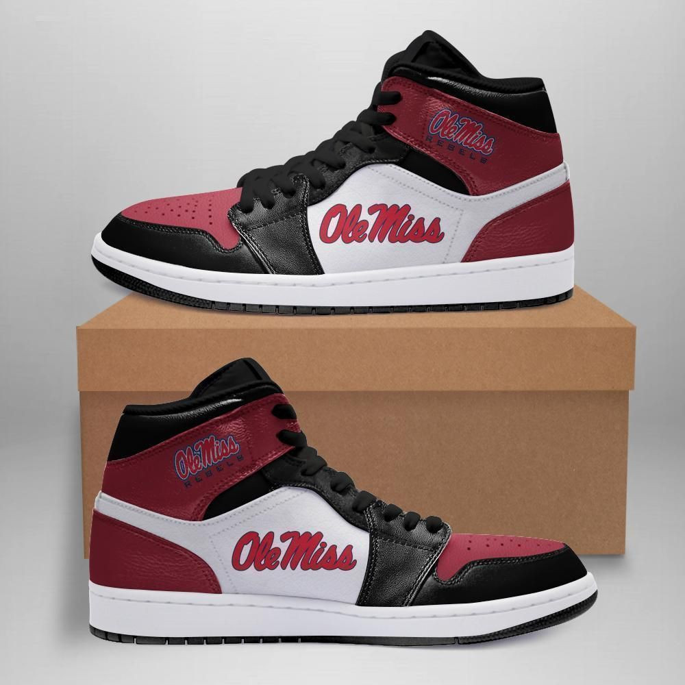 Ole Miss Rebels NCAA Fashion The best Sneakers Basketball Shoes Leather High Top Air Jordan Sneaker, Air Jordan Hightop