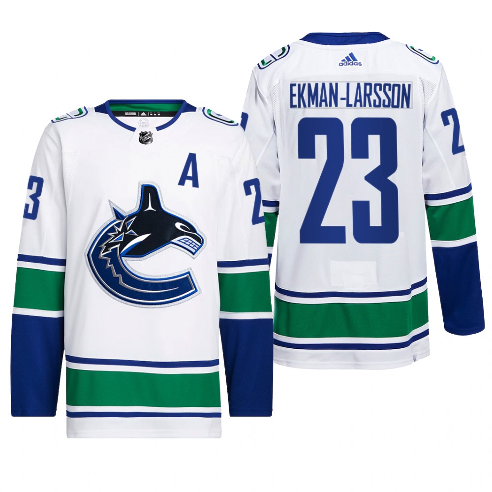 Oliver Ekman-Larsson Vancouver Canucks Away Jersey 2022 White #23 Primegreen Pro Uniform