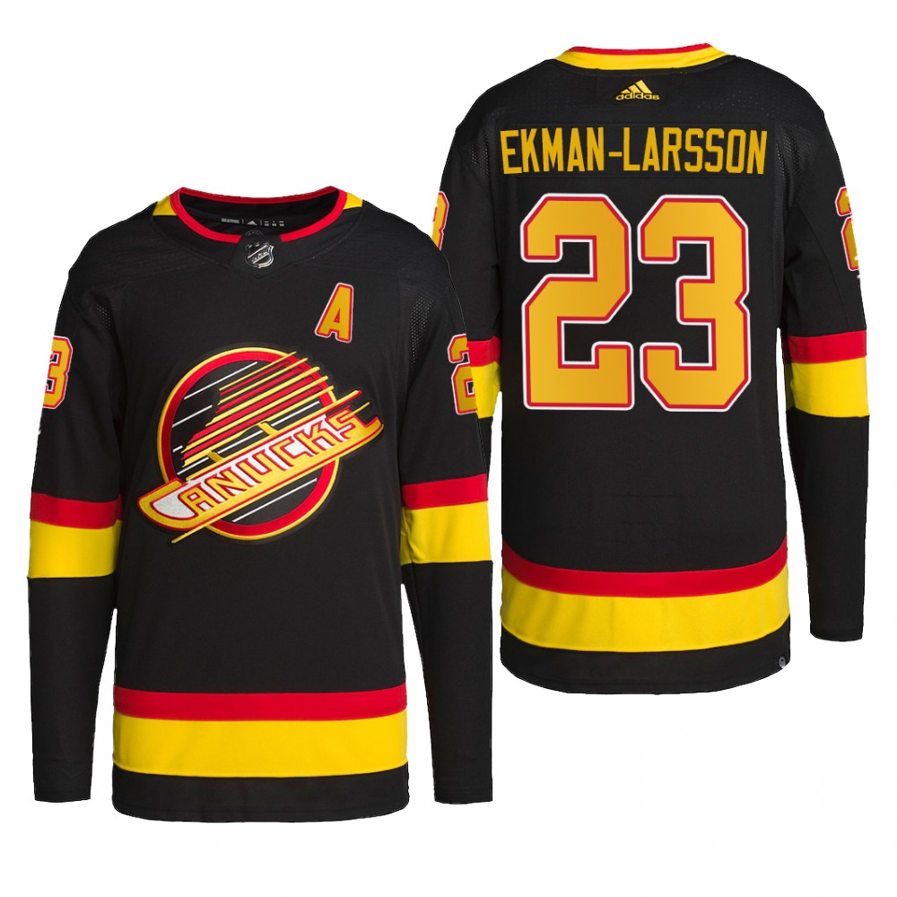 Oliver Ekman-Larsson Vancouver Canucks Retro Jersey 2022 Black #23 Primegreen Pro Uniform