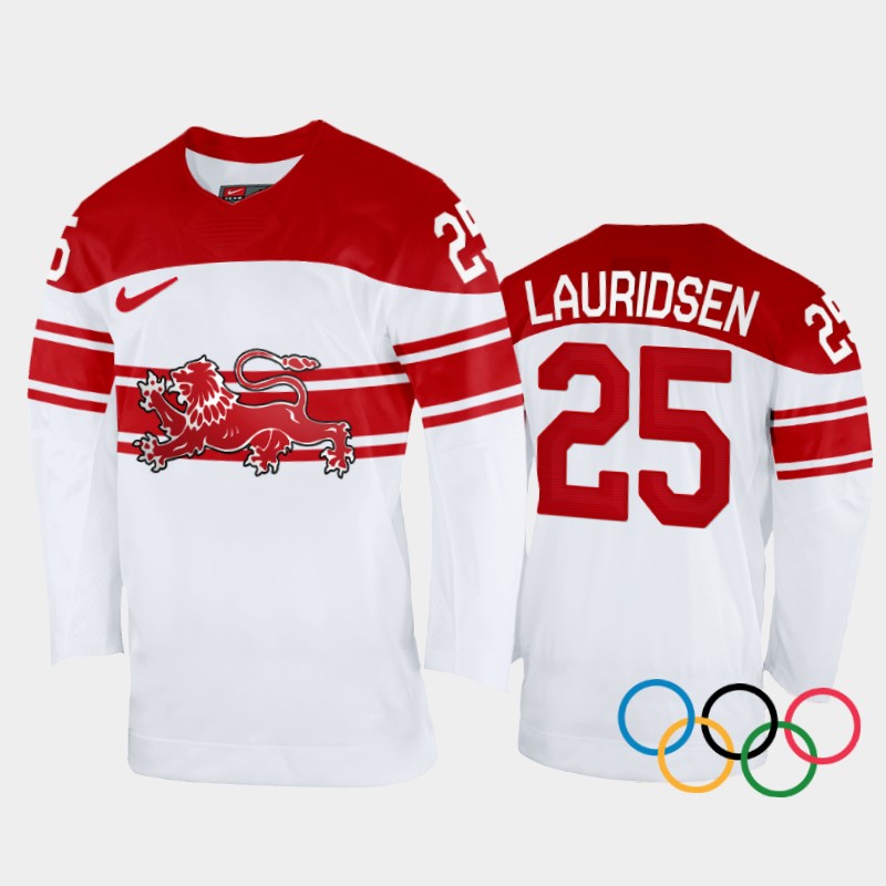Oliver Lauridsen Denmark White Home Jersey 2022 Winter Olympics