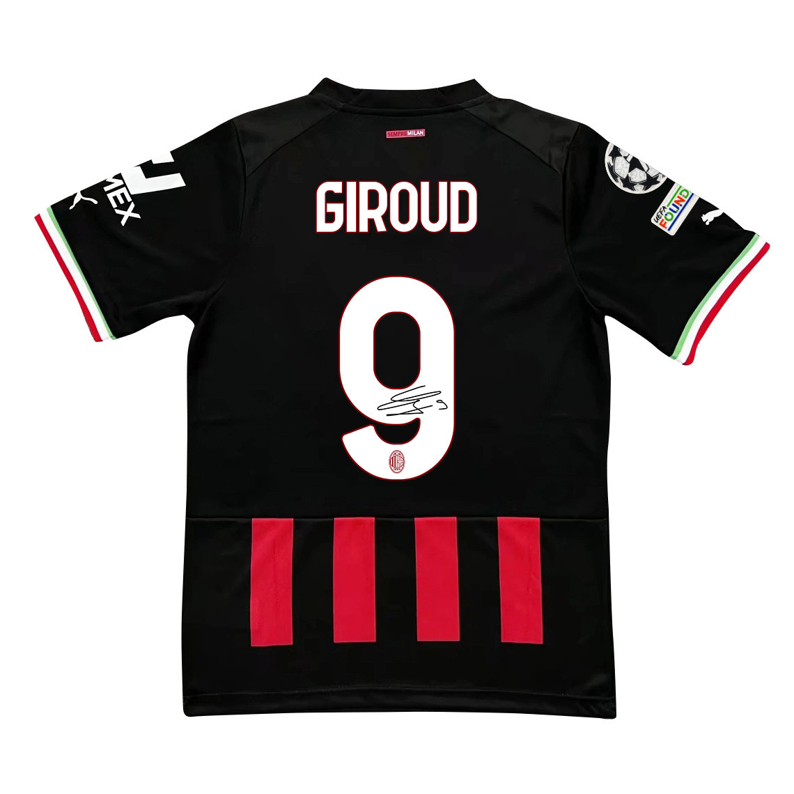 Olivier Giroud 9 Signed AC Milan 2022/23 Home Men Soccer Jersey – Red/Black