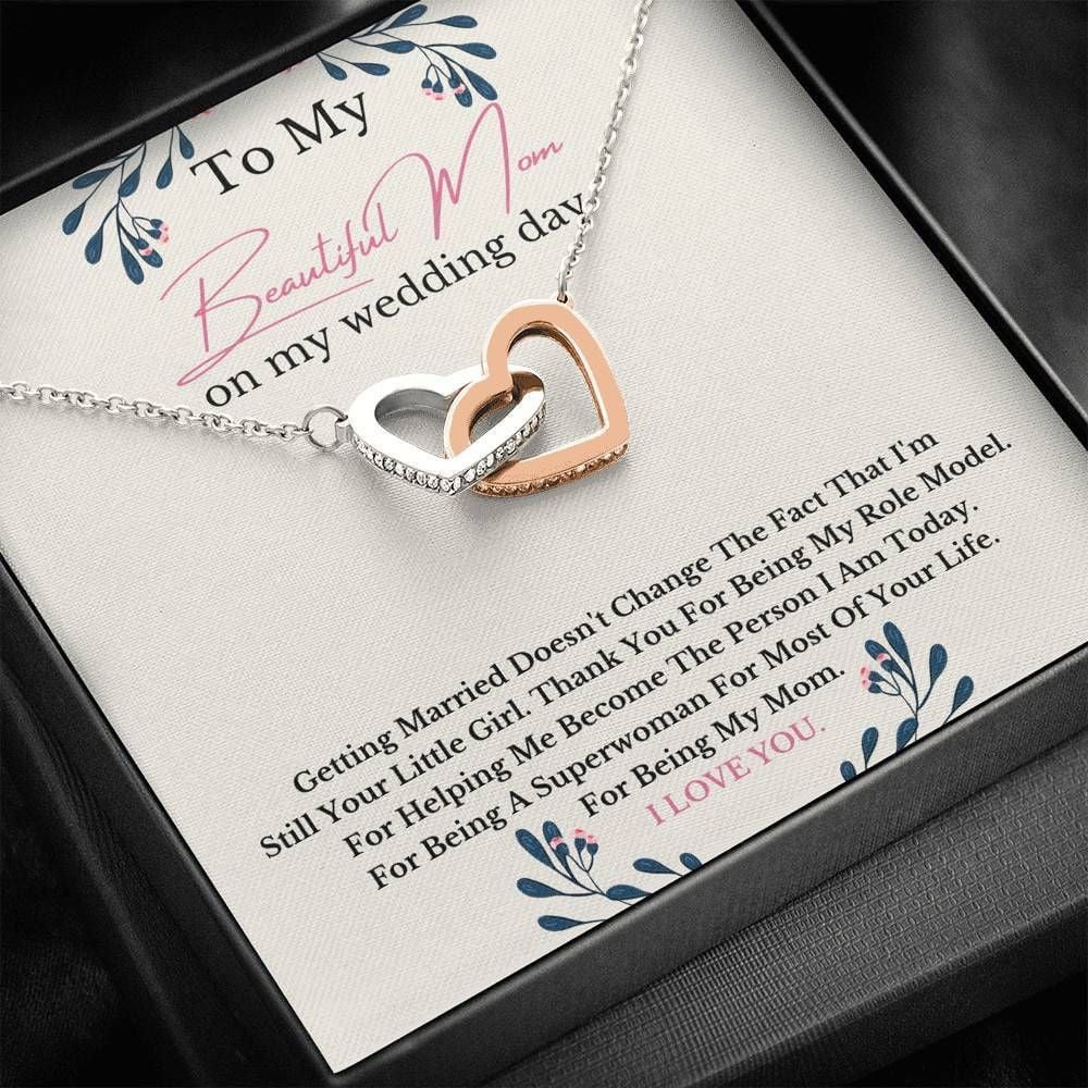 On My Wedding Day Thank You Gift For Mom Interlocking Hearts Necklace