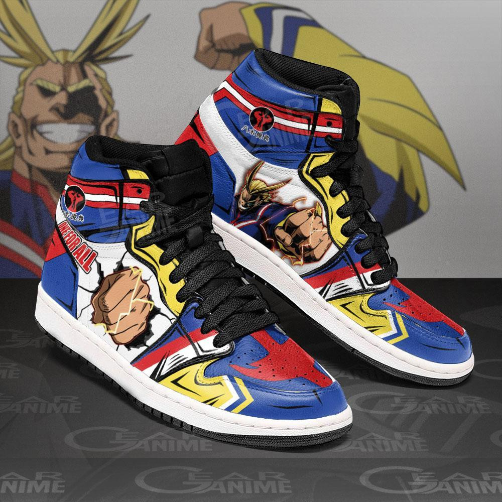 One For All All Might JD1s Sneakers Anime My Hero Academia Shoes, Air Jordan Hightop
