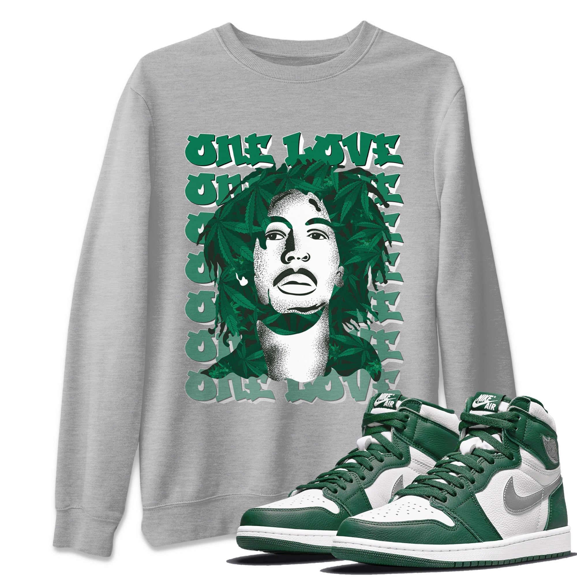 One Love Unisex Sweater – Air Jordan 1 Gorge Green, Sneakers Matching Sweater
