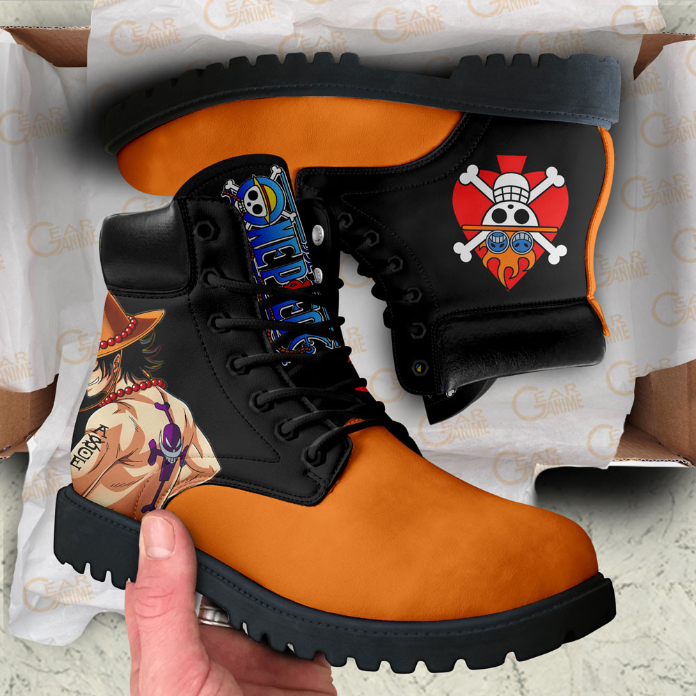 One Piece Ace Boots Anime Custom Shoes Simple Style