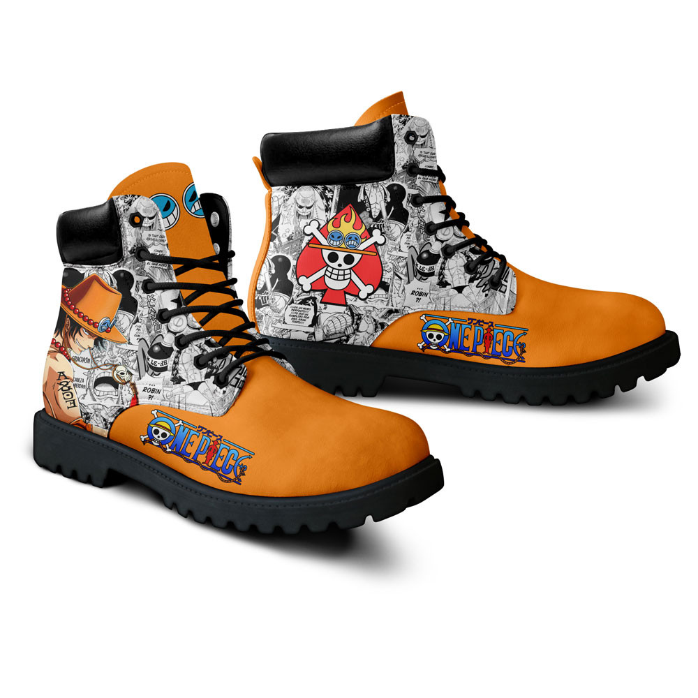 One Piece Ace Boots Manga Anime Custom Shoes