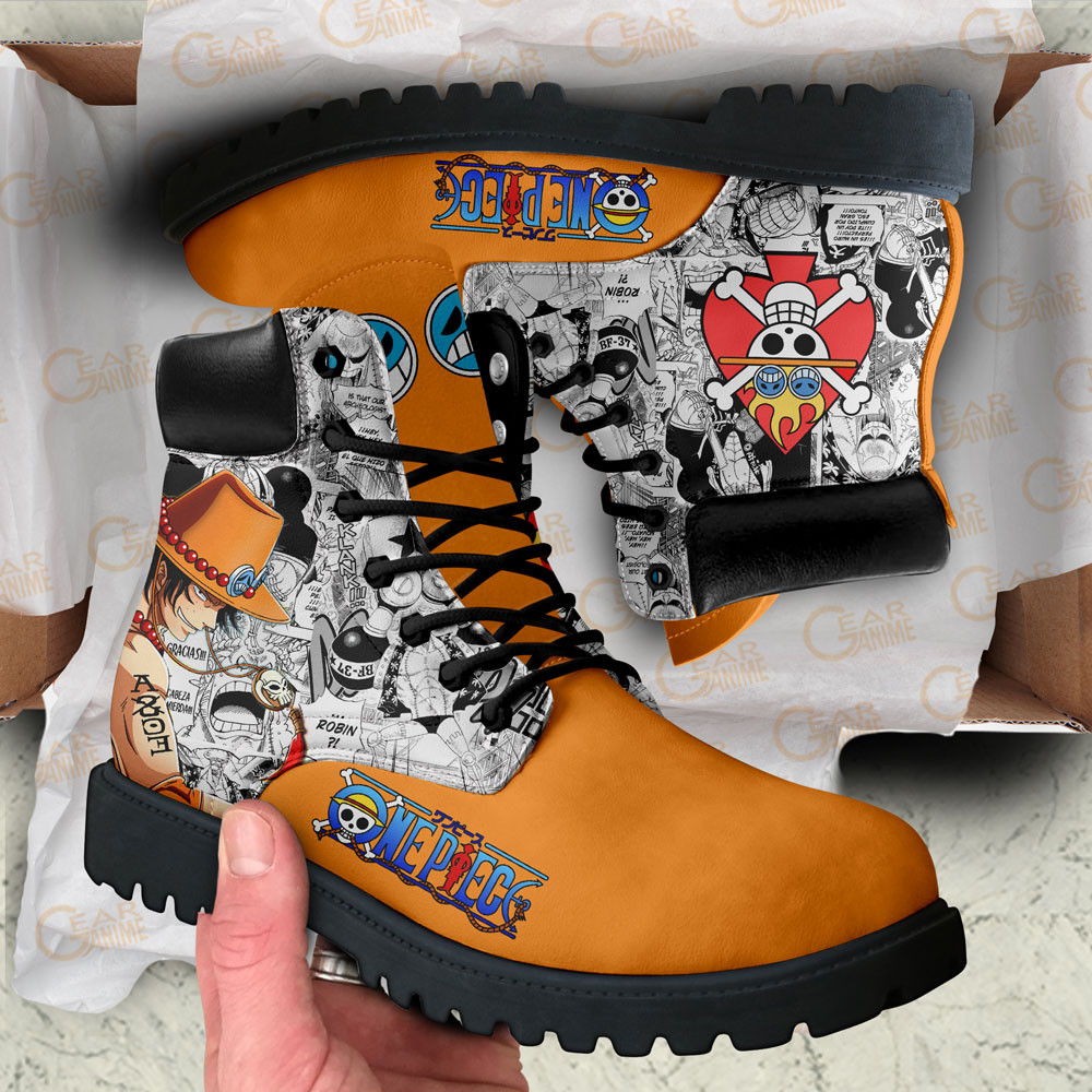 One Piece Ace Boots Manga Anime Custom Shoes