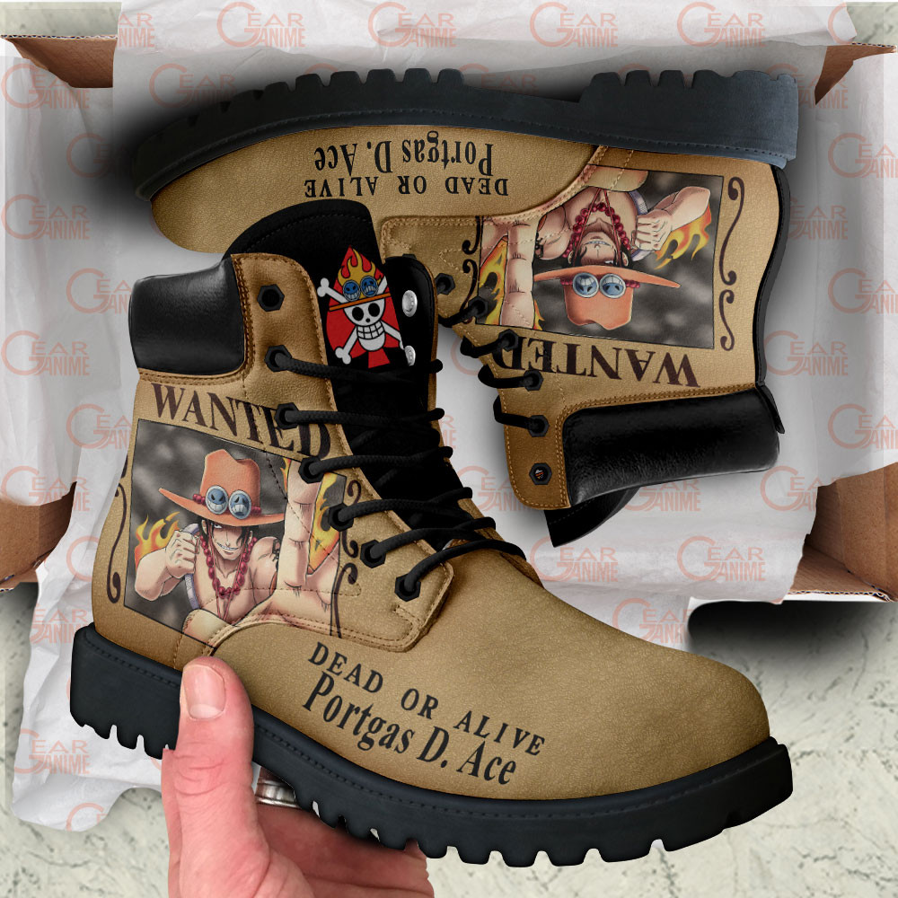 One Piece Ace Wanted Boots Custom Anime Shoes