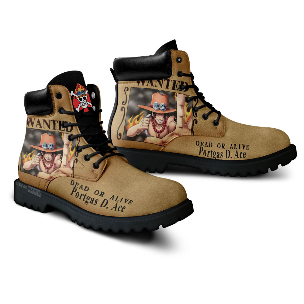 One Piece Ace Wanted Boots Custom Anime Shoes