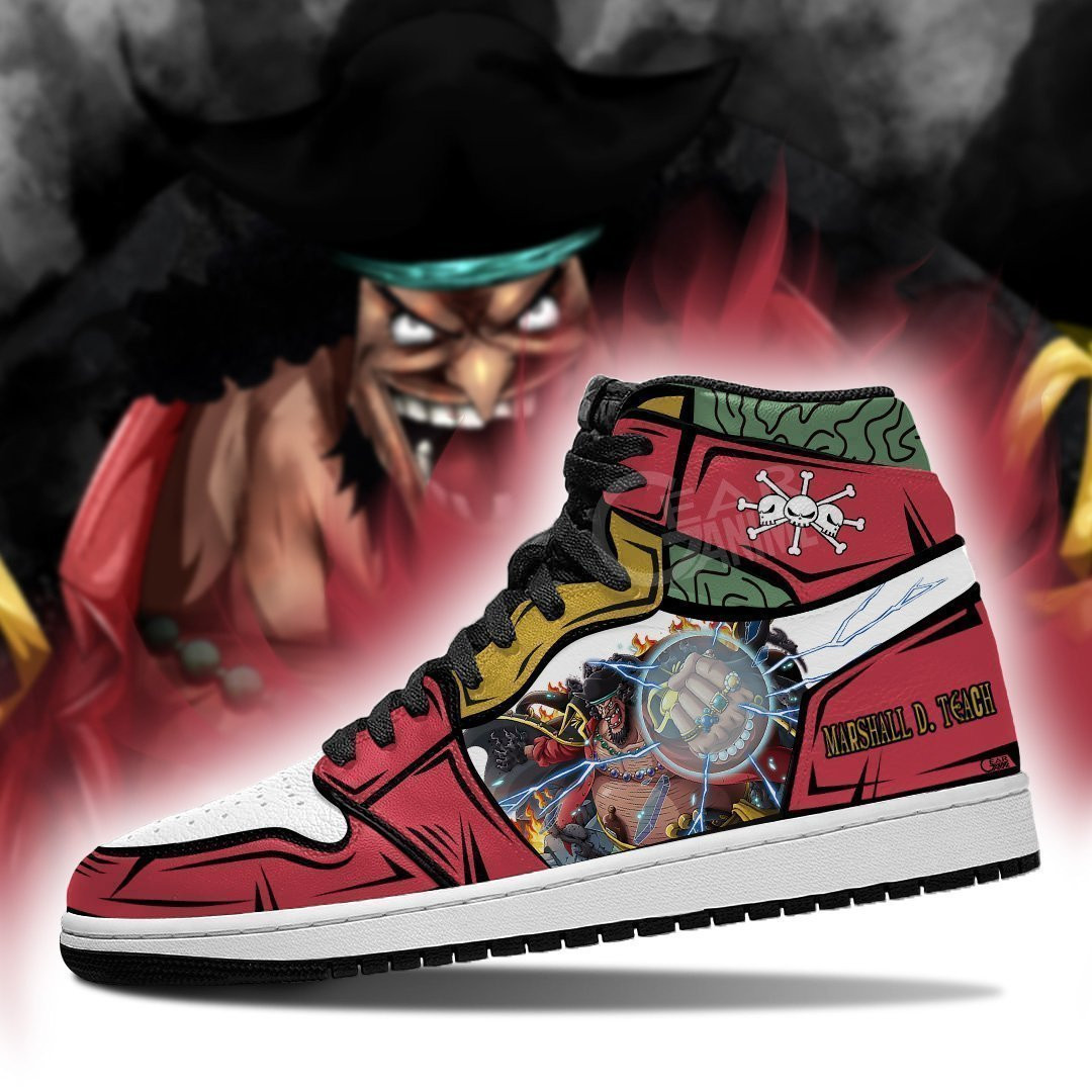 One Piece Blackbeard JD1s Sneakers Yami Yami No Mi Anime Shoes, Air Jordan Hightop