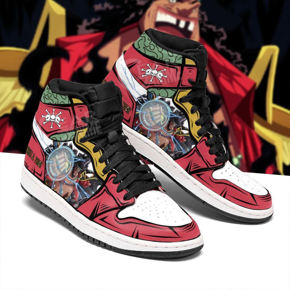 One Piece Blackbeard JD1s Sneakers Yami Yami No Mi Anime Shoes, Air Jordan Hightop