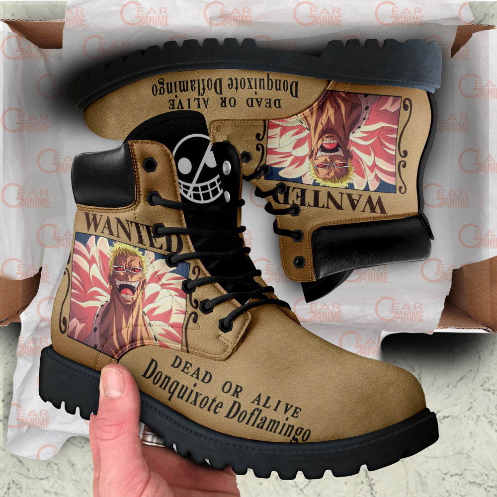 One Piece Donquixote Doflamingo Wanted Boots Custom Anime Shoes
