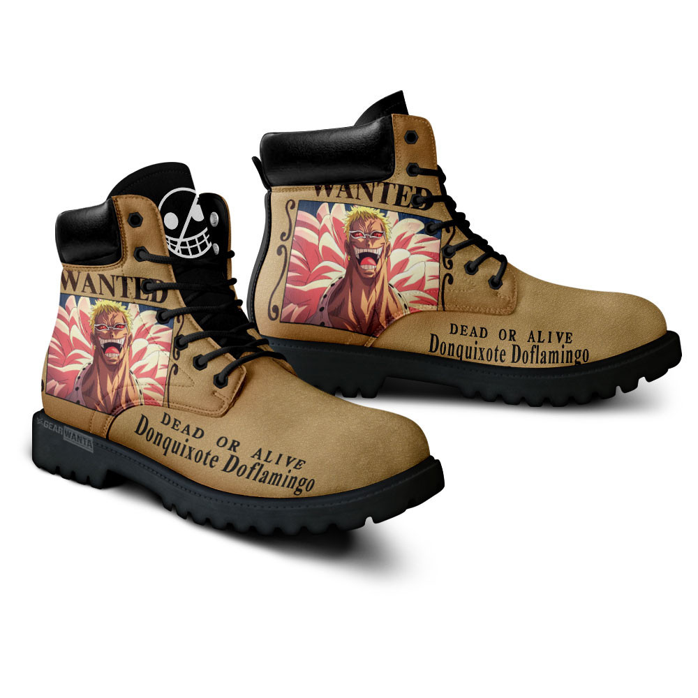 One Piece Donquixote Doflamingo Wanted Boots Custom Anime Shoes