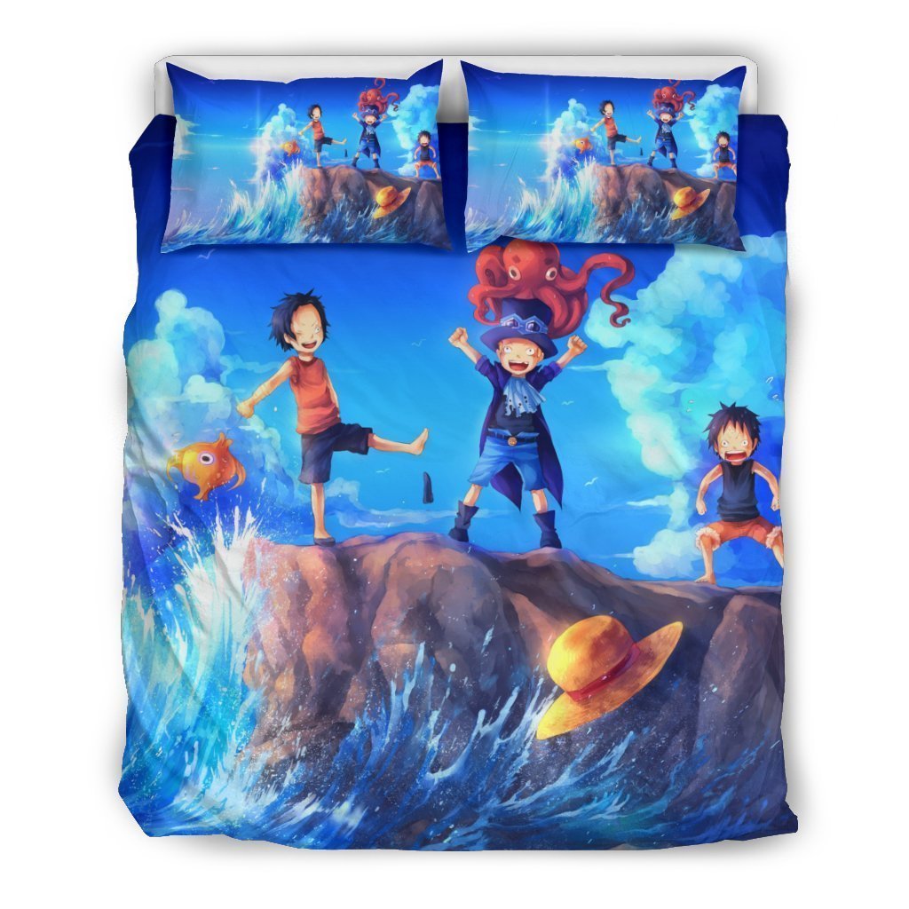 One Piece Luffy Ace And Sabo Kid Duvet Cover Bedding Set