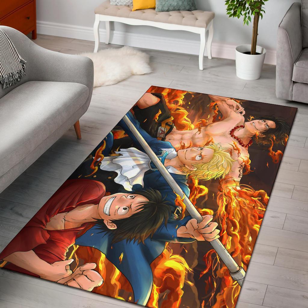 One Piece Luffy Ace Sabo Area Rectangle Rug