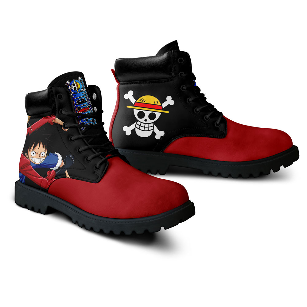 One Piece Luffy Boots Anime Custom Shoes Simple Style