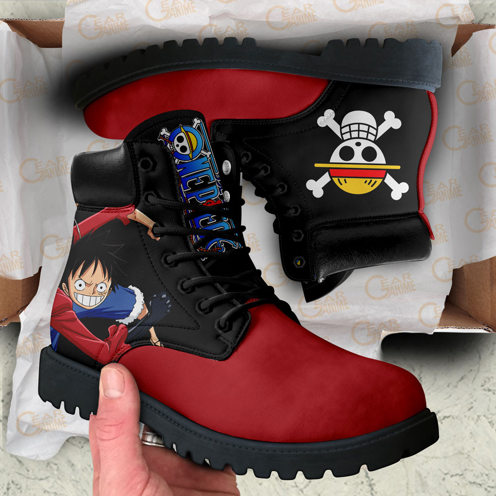 One Piece Luffy Boots Anime Custom Shoes Simple Style