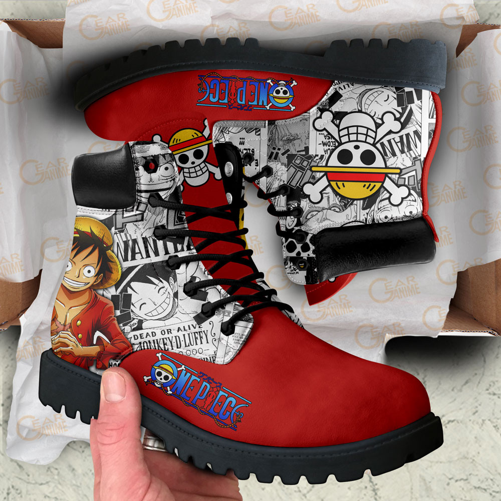 One Piece Luffy Boots Manga Anime Custom Shoes
