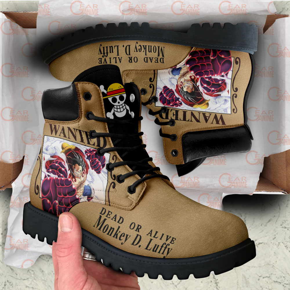 One Piece Luffy Gear 4 Wanted Boots Custom Anime Shoes
