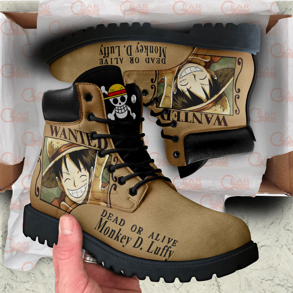 One Piece Luffy Wanted Boots Custom Anime Shoes