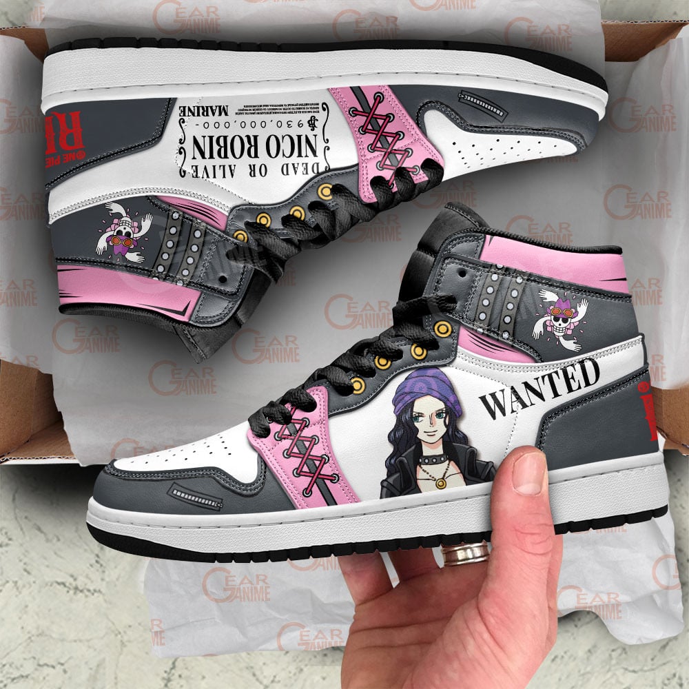 One Piece Red Nico Robin JD1s Sneakers Anime Shoes For Otaku, Air Jordan Hightop
