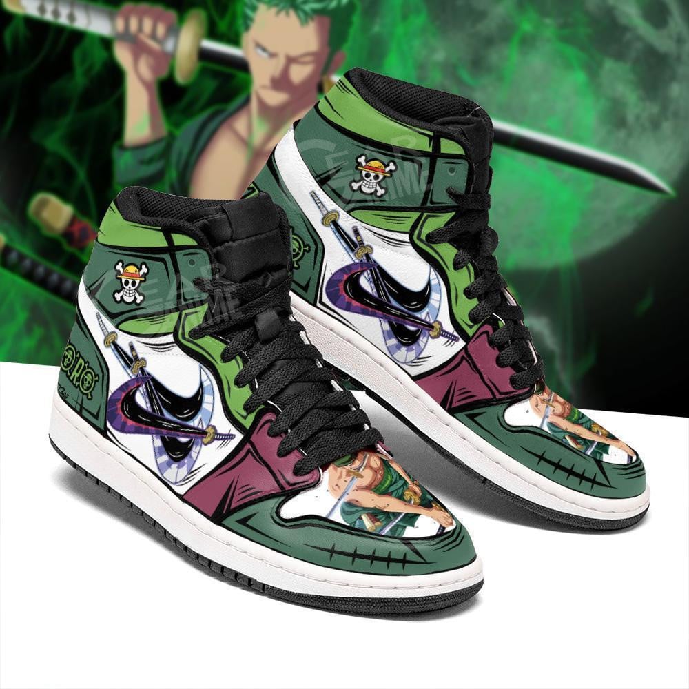 One Piece Roronoa Zoro Santoryu Three Swords Anime Shoes, Air Jordan Hightop