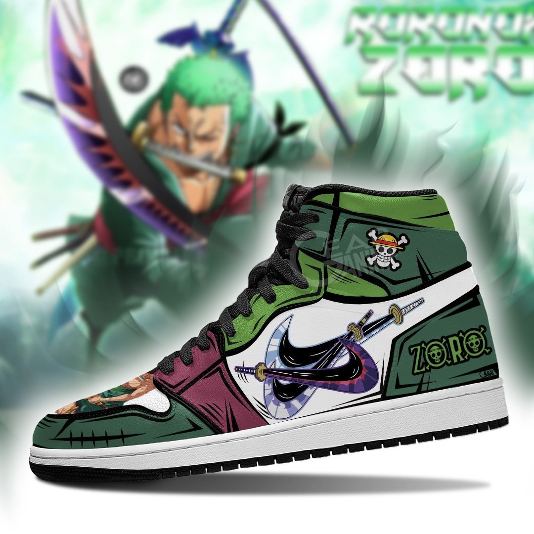 One Piece Roronoa Zoro Santoryu Three Swords Anime Shoes, Air Jordan Hightop