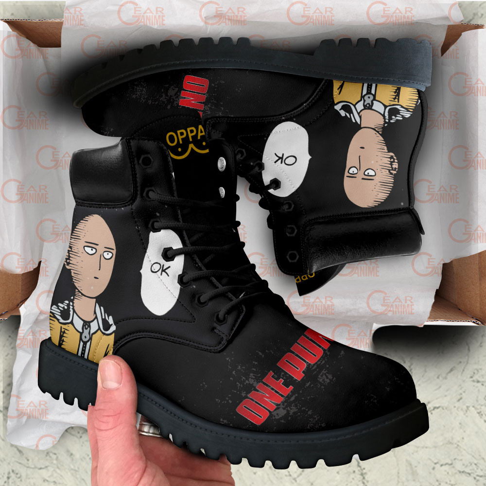 One Punch Man Funny Saitama Boots Anime Custom Shoes