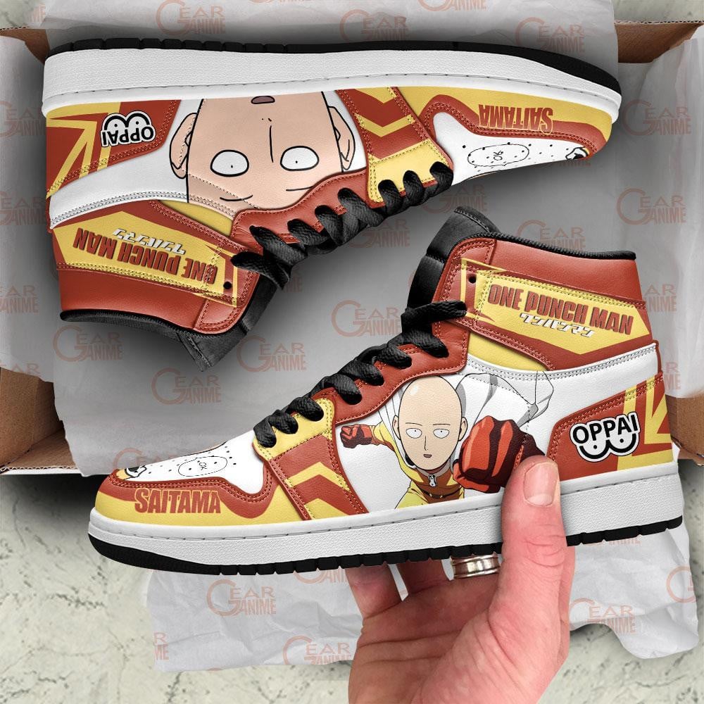 One Punch Man JD1s Sneakers Saitama Funny Face Shoes, Air Jordan Hightop