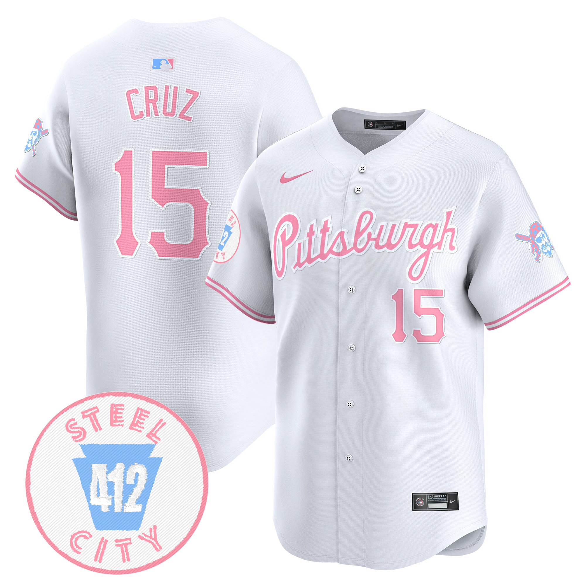 Oneil CruzUnisex Pittsburgh Pirates Bubblegum Pink Vapor Premier Limited White Jersey - All Stitched