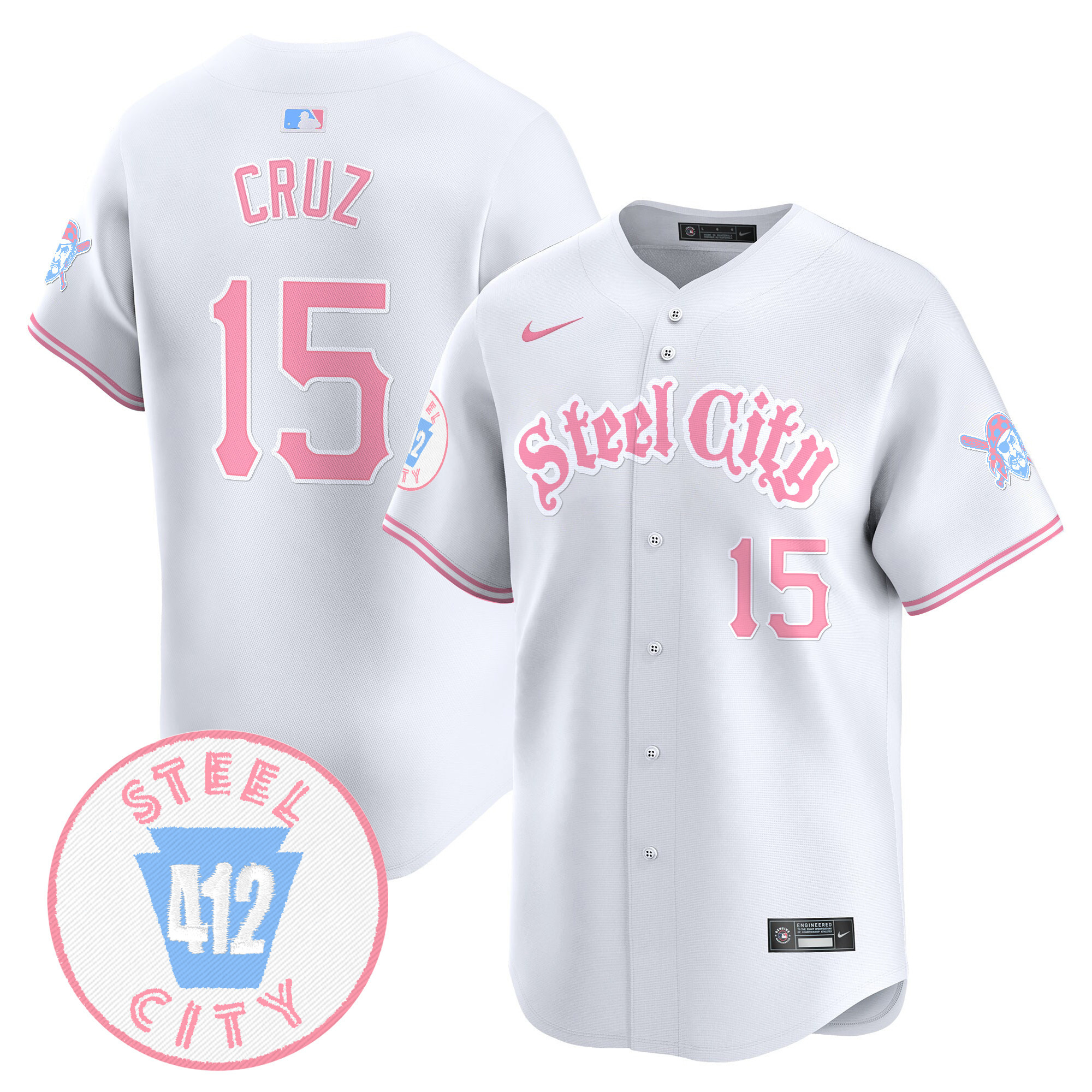 Oneil CruzUnisex Pittsburgh Pirates Bubblegum Pink Vapor Premier Limited White Jersey V2 - All Stitched