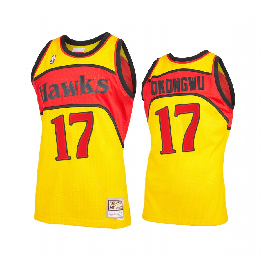 Onyeka Okongwu 17 Atlanta Hawks 2021 Reload 2.0 Yellow Jersey Throwback