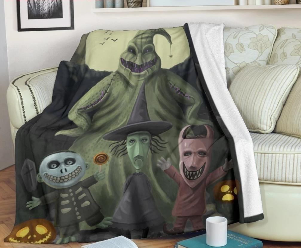 Oogie Boogie And Lock Shock And Barrel Sherpa Blanket Cozy Blanket Fleece Blanket