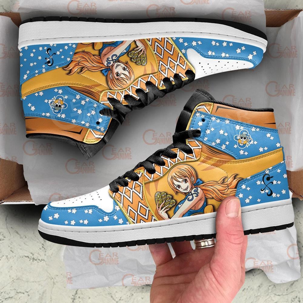 OP Nami J1s Sneakers Anime One Piece Shoes, Air Jordan Hightop