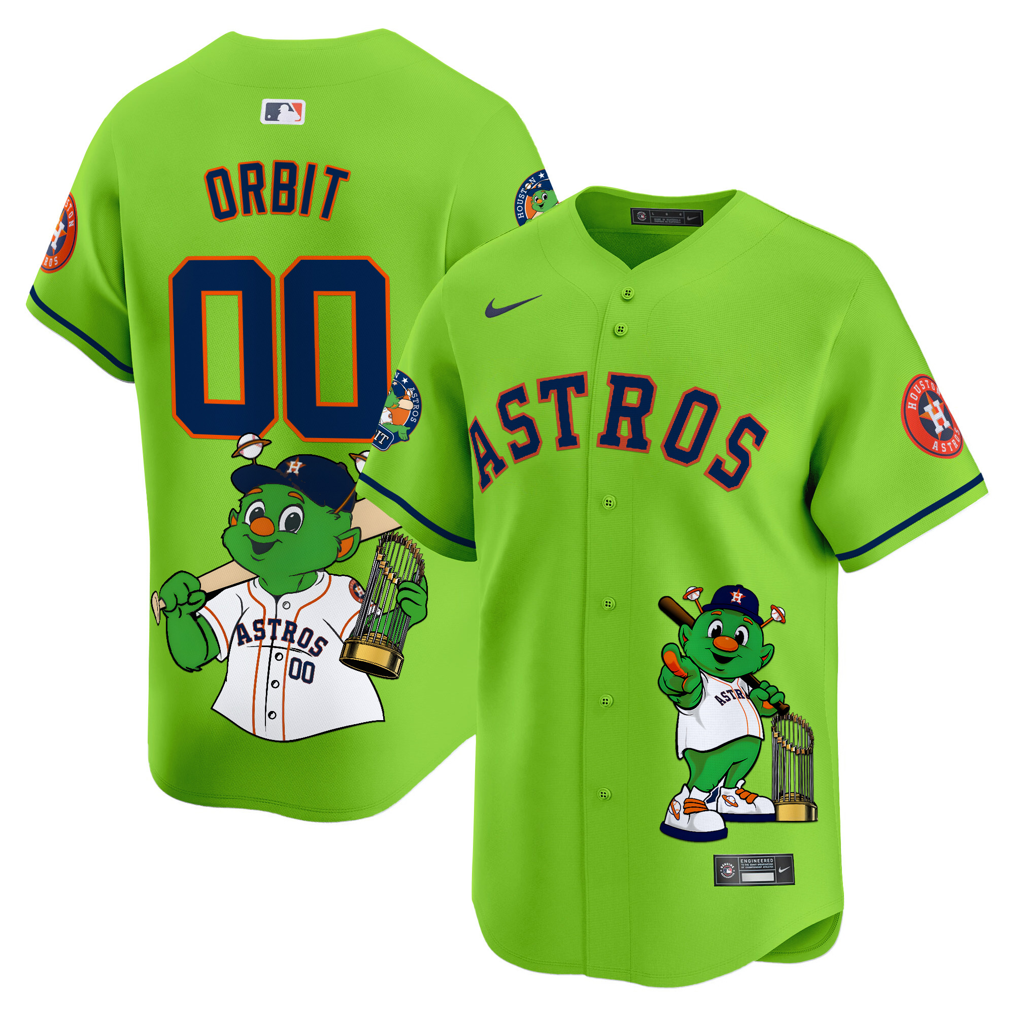 OrbitUnisex Houston Astros Orbit Vapor Premier Limited Green Jersey - Printed