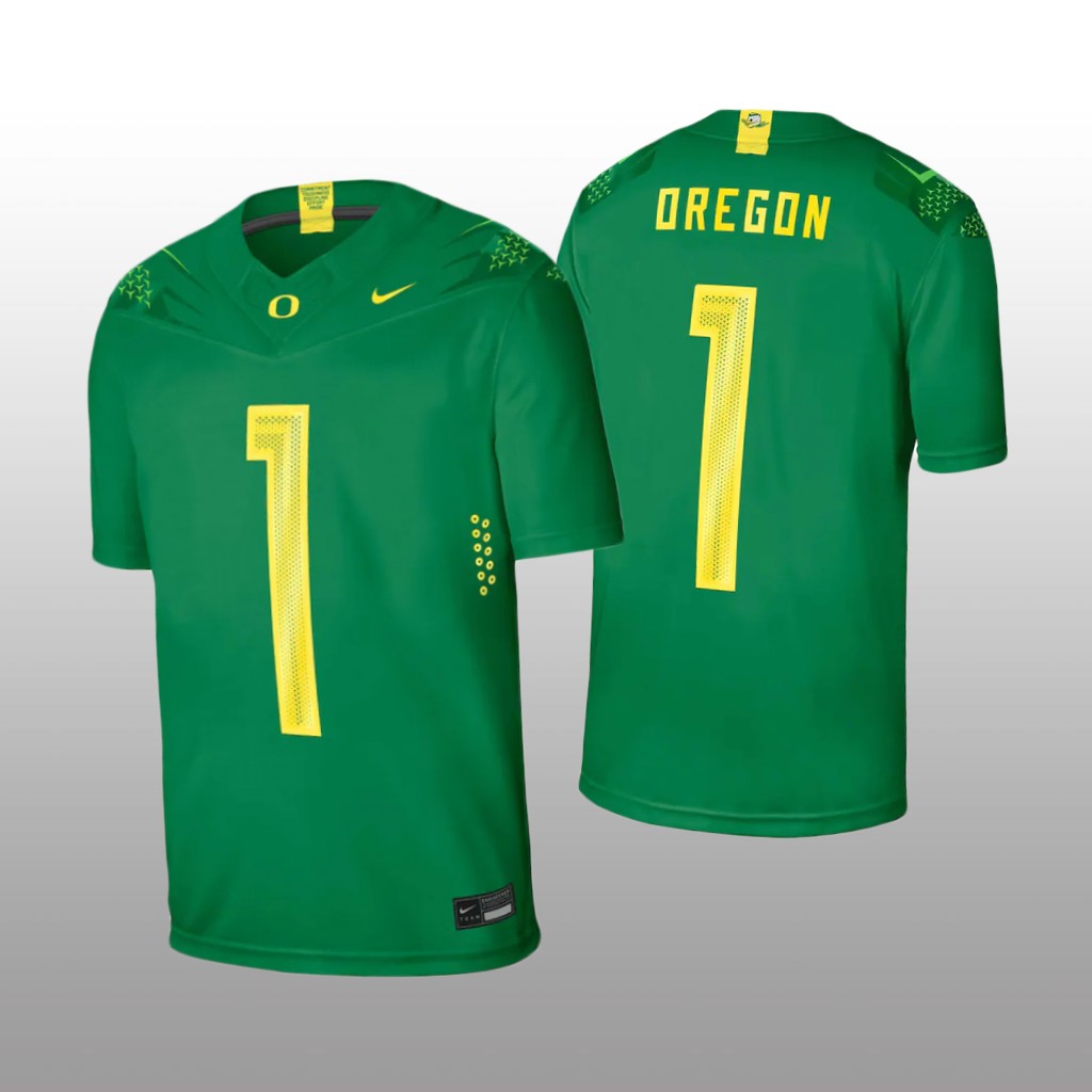Oregon Ducks #1 Game Green Jersey